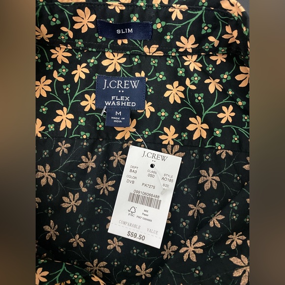 J. Crew Mens Slim Flex Orange Floral Print Long Sleeve Button Up Shirt Sz M NWT - Picture 6 of 7